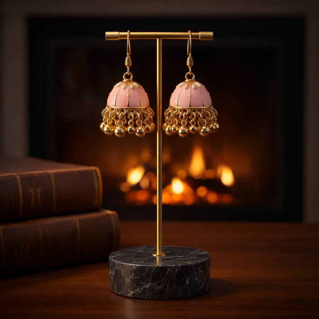 ChatGPT Image Mar 6, 2026, 06_37_27 AM Pastel Pink- Jhumka Earrings - Image 1