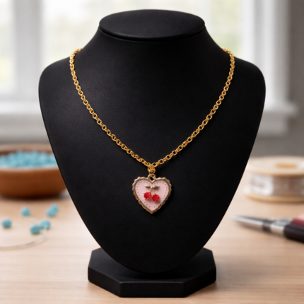 Cute Cherry Heart Pendant Necklace