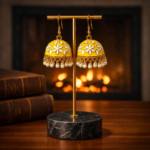 Yellow Floral Jhumka Earrings