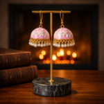 Light Pink Floral Jhumka Earrings