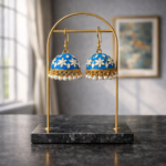 Sky Blue Floral Jhumka Earrings