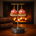 Red Floral Jhumka Earrings