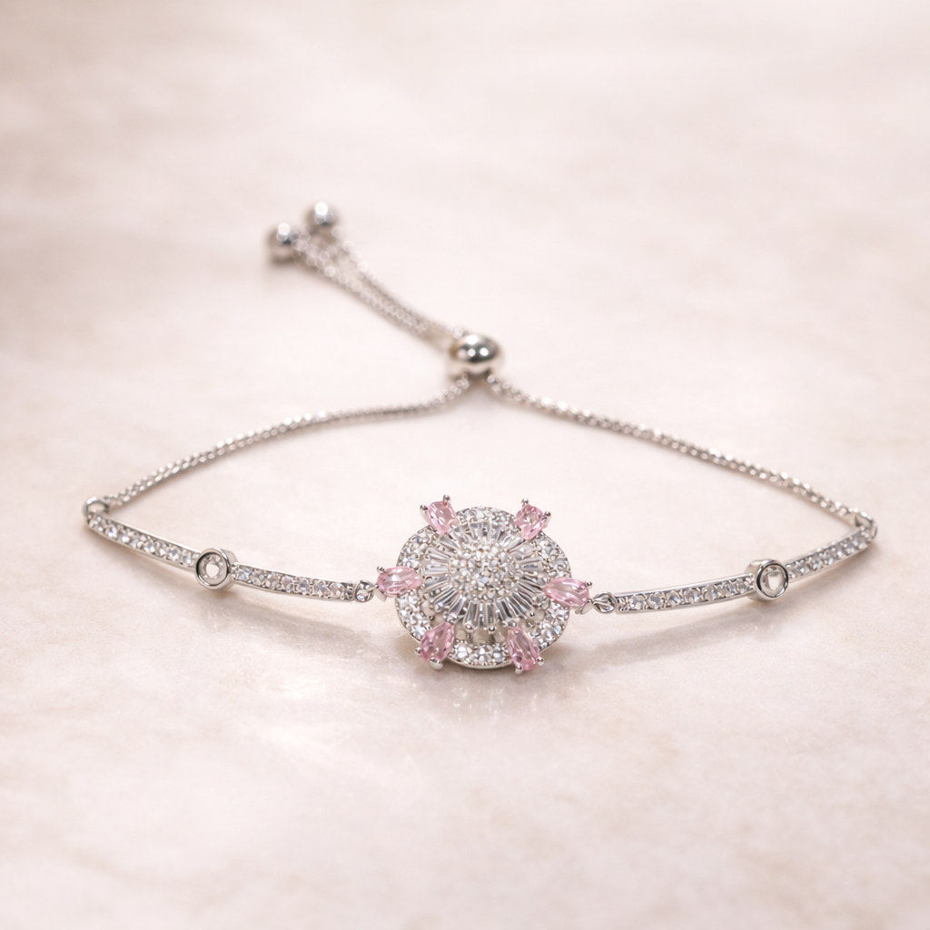ChatGPT Image Mar 28, 2026, 11_05_56 AM Exquisite Adjustable Silver Bracelet with Pink Stones | Premium Occasion Wear Jewelry - Image 1