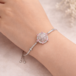 Exquisite Adjustable Silver Bracelet with Pink Stones | Premium Occasion Wear Jewelry - Image 3
