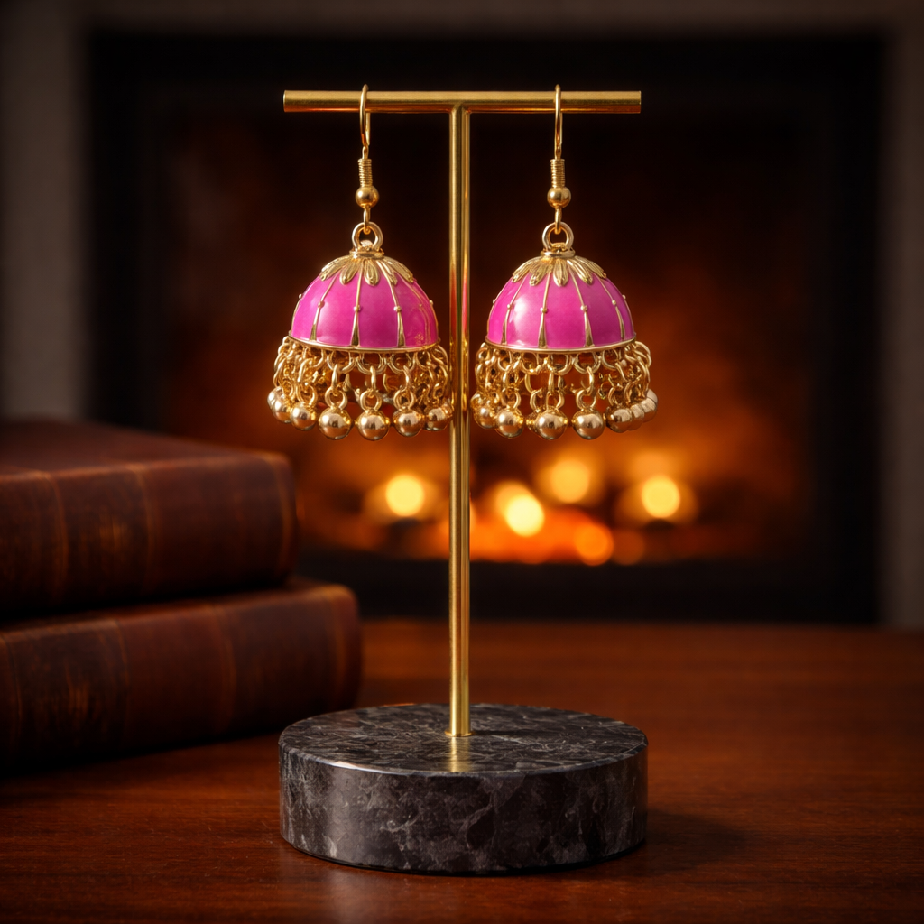 ChatGPT Image Mar 6, 2026, 07_57_10 AM Shocking Pink- Jhumka Earrings - Image 1