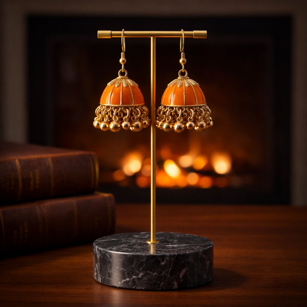 ChatGPT Image Mar 6, 2026, 08_09_19 AM Orange - Jhumka Earrings - Image 1