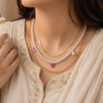 Butterfly Pearl Layered Necklace Set - Image 2