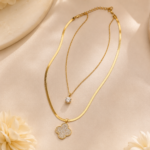 Crystal Clover Layered Necklace - Image 3