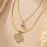 Crystal Clover Layered Necklace